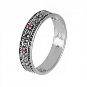 Кольцо из черненого серебра Иордань Б-КО-388 Пояс Богородицы с фианитом Б-КО-388 Пояс Богородицы фото